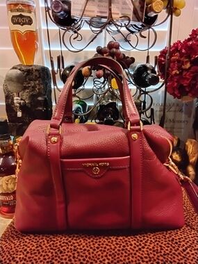 Michael Kors Women's Ruby Red Leather Satchel
